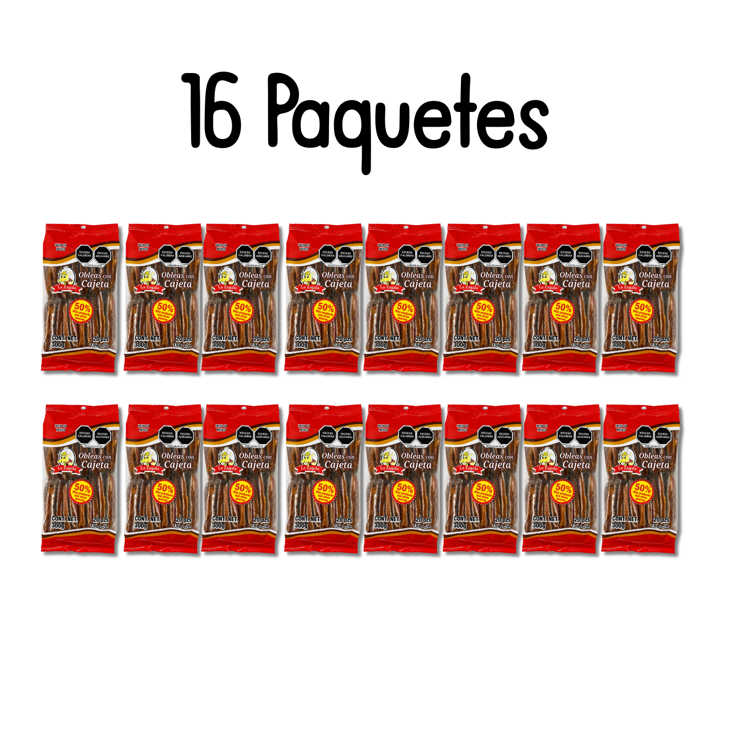 OBLEA CAJETA 15 GR - LA ZAGALA  - BOLSA 20 PZ - PACK 16 BOLSAS