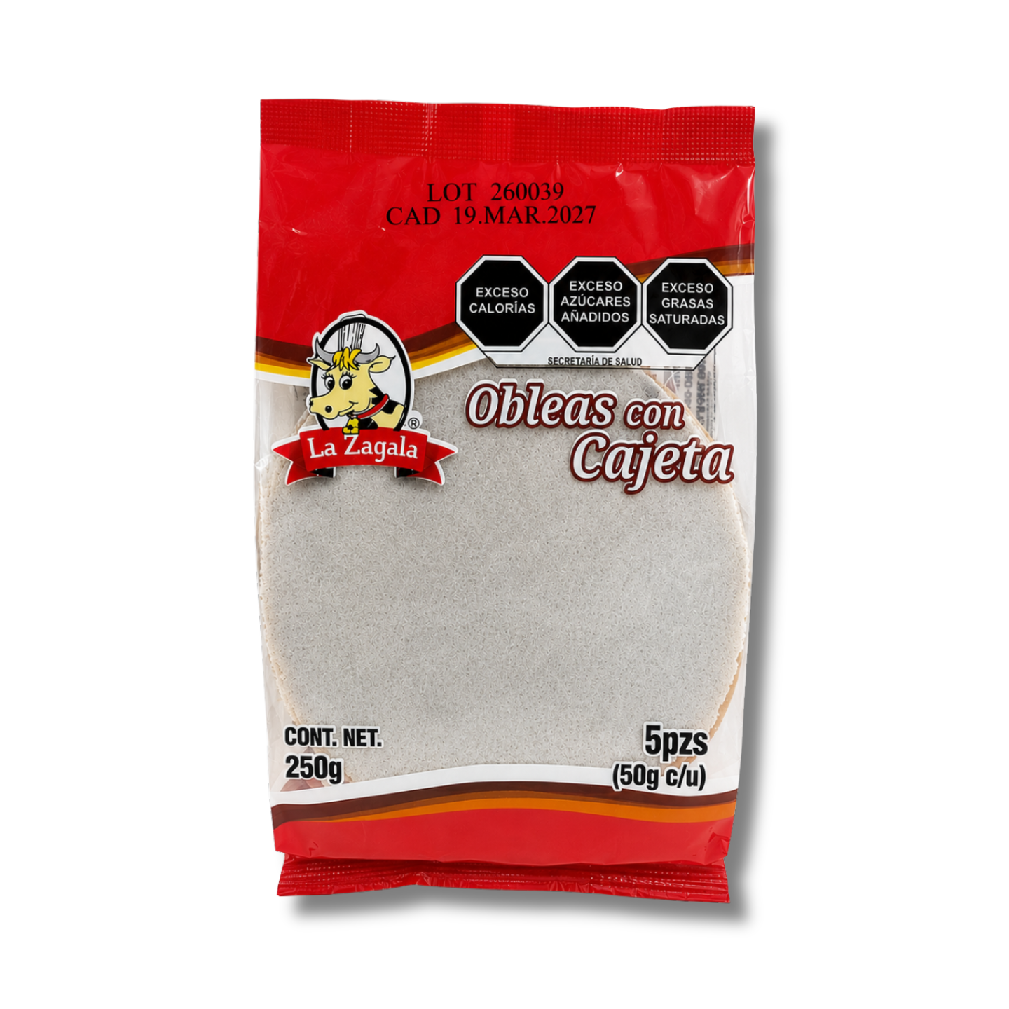 OBLEA CAJETA  50 GR LA ZAGALA  - BOLSA 5 PZ - PACK 22 BOLSAS