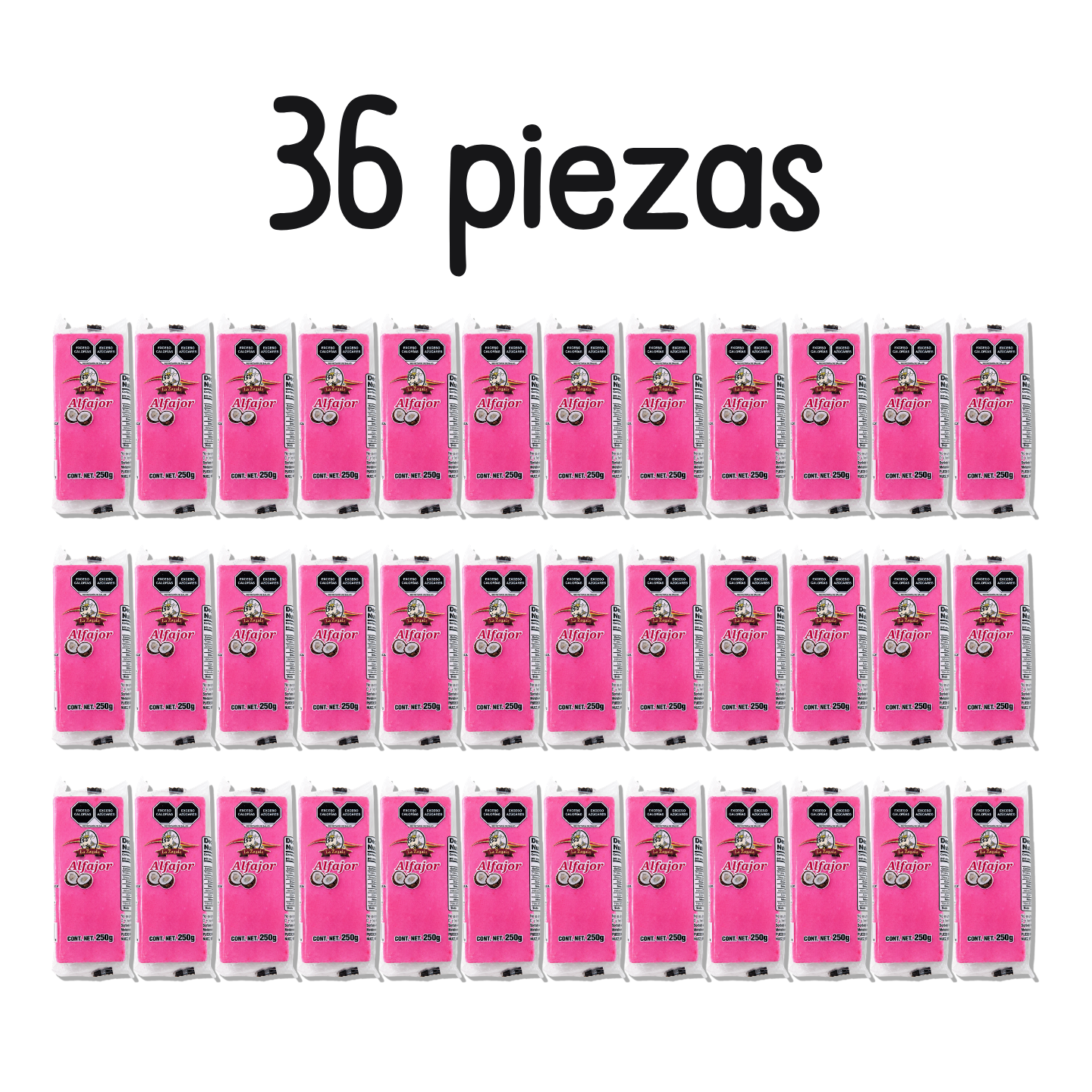 ALFAJOR COCO BARRA 250 GR LA ZAGALA - PACK 36 BARRAS