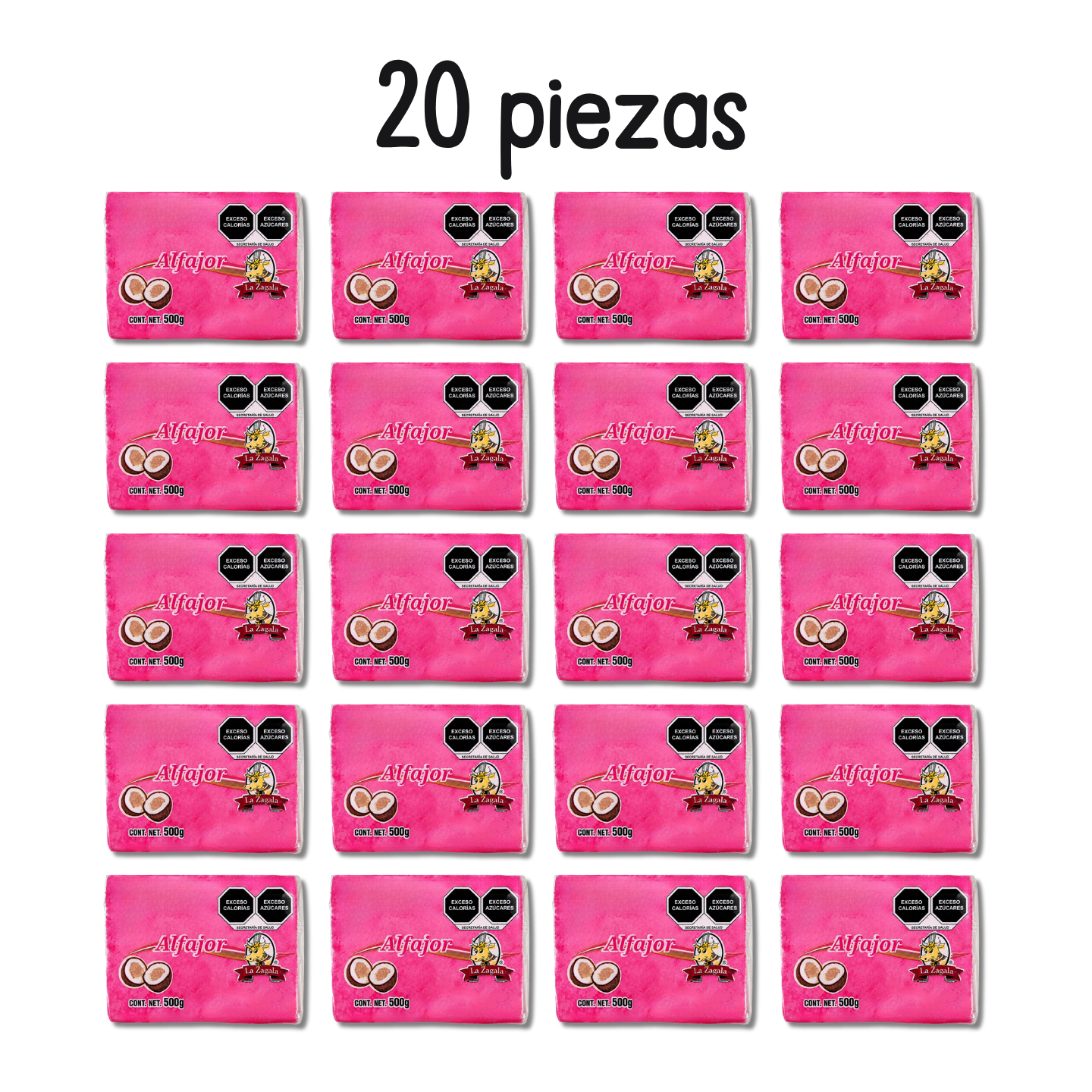 ALFAJOR COCO BARRA 500 GR LA ZAGALA - PACK 20 BARRAS